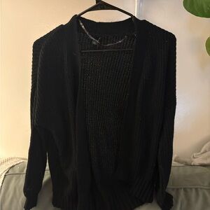 Black Knit Cardigan with Long Sleeves